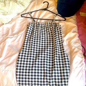 Black and white plaid dress.